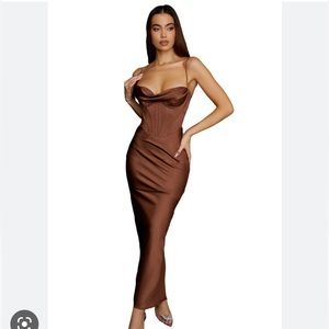 House of CB Charmaine Corset Dress in Chocolate